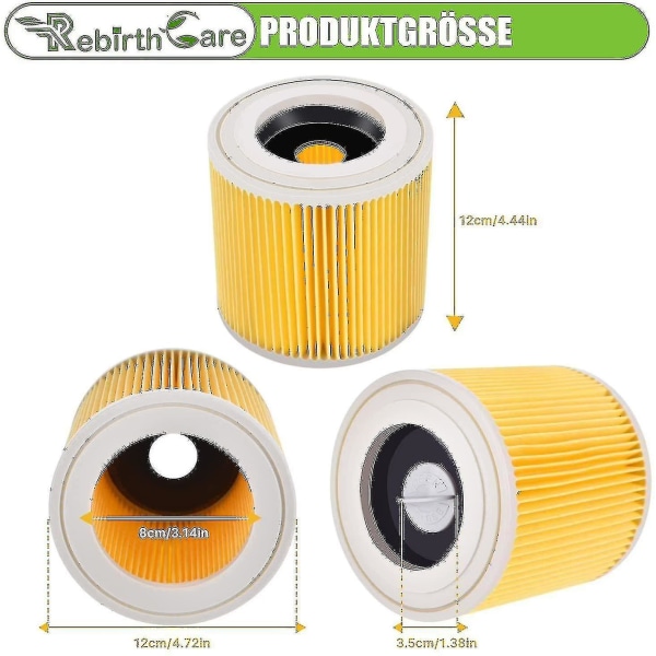 2-pak patronfilter til Wd3 Premium Wd2 Wd3 Wd3p Wd3 Mv2 Mv3 Filter Wd3 udskiftningsfilter til Krcher støvsuger 6.414-552.0/6414552 Hs
