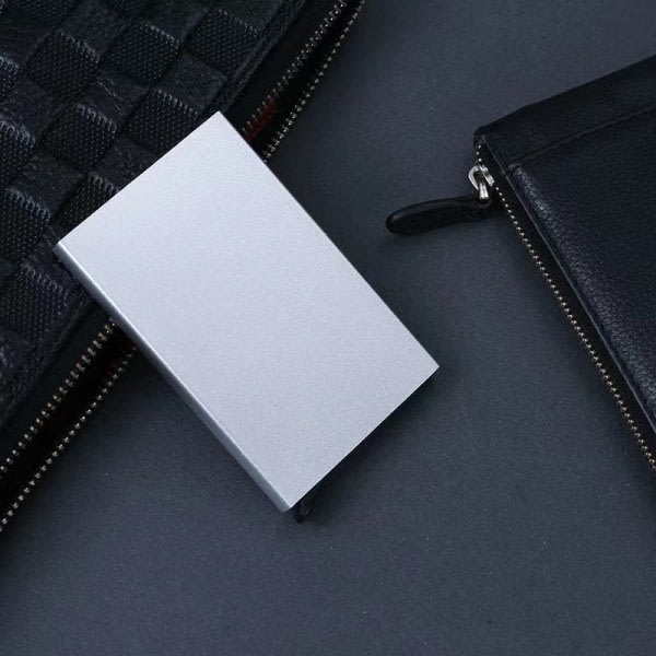 Korthållare med RFID-skydd Aluminiumfack 6 färger Silver
