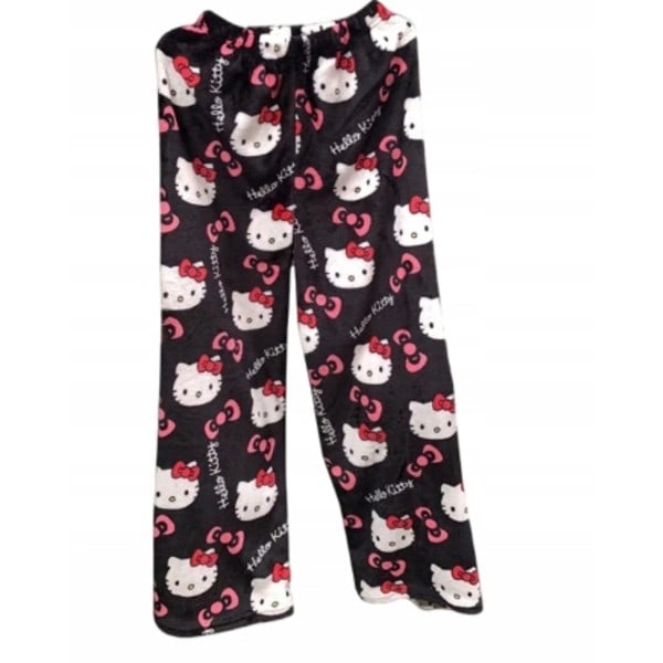 HelloKitty Flanellipyjama sarjakuvatyyliin - Pehmoiset ja paksut eristetyt pyjamat naisille - Musta - Pinkki Musta - Pinkki Musta - Vaaleanpunainen Black - Pink L