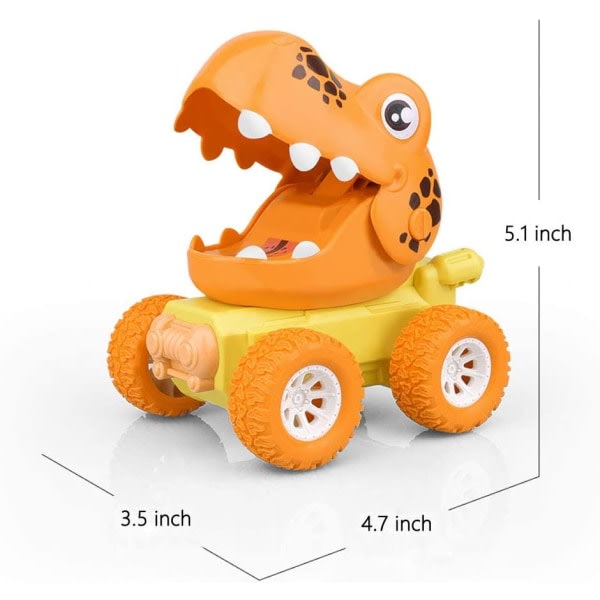 Tryk og gå bil Toy Dinosaur Push and go Toy (tilfældig hjulfarve)