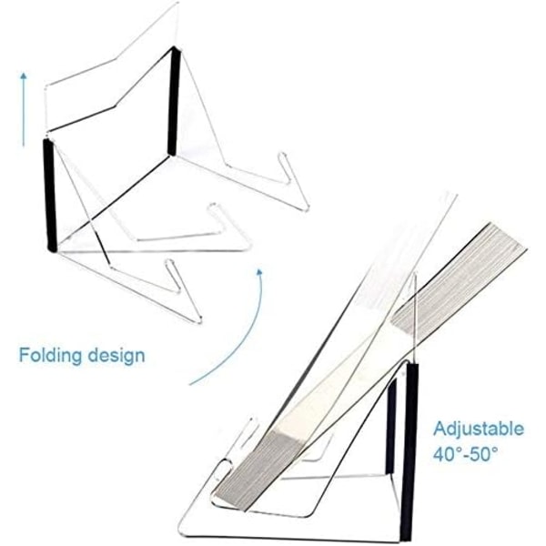 Bokhållare, fold-n-Stow metalli bokställ Justerbar och bärbar läsbokshållare Multifunktionshållare (svart)