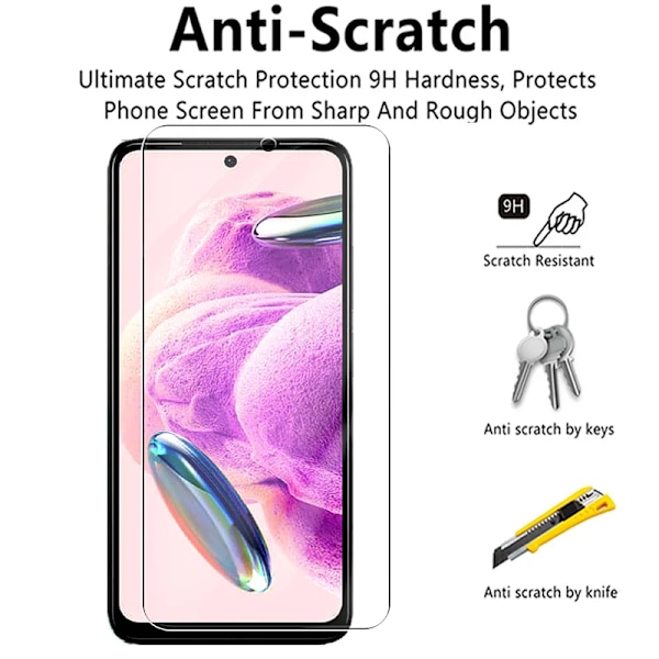 6in1 Karkaistu lasi Xiaomi Redmi Note 12S Läpinäkyvä näytönsuoja Kameran linssinsuojakalvo