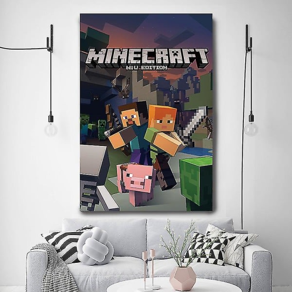 Minecraft Spil Perifer Plakat Hængende Maleri Hjemmeindretning Soveværelse Dekoration Gobelin - Stil E 30*40cm 12*16tommer