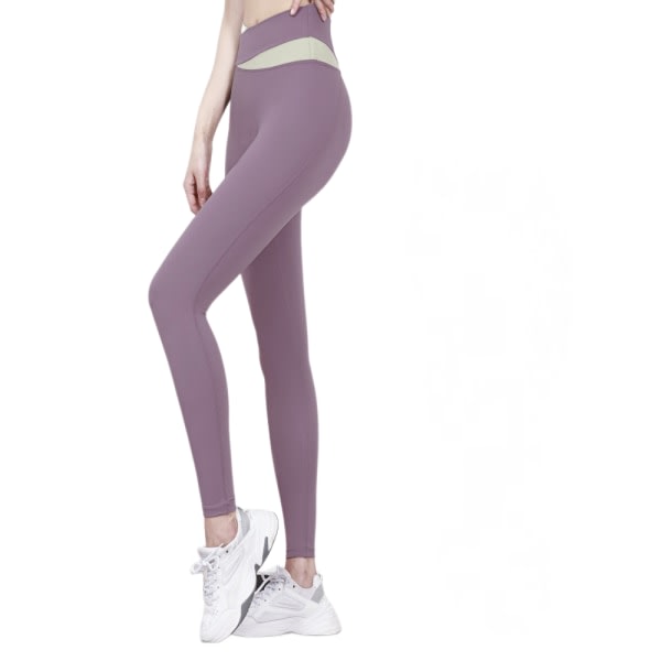 Yogabyxor Dam höftlyftande mage Elastik kors midja Snabbtorka sportleggings (Berry Purple)S