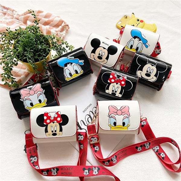 1 stk., Disney Mini Messenger Taske, Tegneserie Print, Mickey & Minnie, Fashion Møntpung, Skulder Crossbody Taske, Autoriseret Design