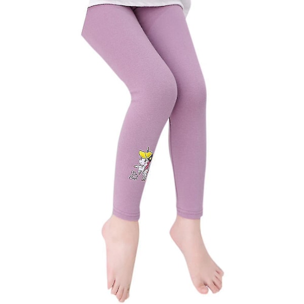 2-12 år Flickor Enhörning Tryckt Skinny Leggings Byxor Purple