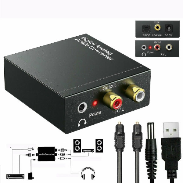Optisk Koaxial Toslink Digital Till Analog Audio Converter Adapter Rca 3,5 mm L/R