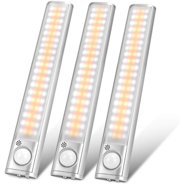 Underskåpsbelysning 80 LED garderobslampor, bevegelsesensorlampor 3 st
