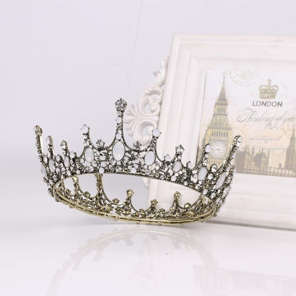Vintage Barok Krystal Prinsesse Diadem Bryllup Brude Diamante Rhinestone Tiara Kroner Konkurrence Quinceanera Prom Hår smykker