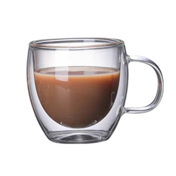Dubbellagers glas Värmebeständigt bälte Handtag Glas Office Cup Glas Kaffekopp Hållbar och säker