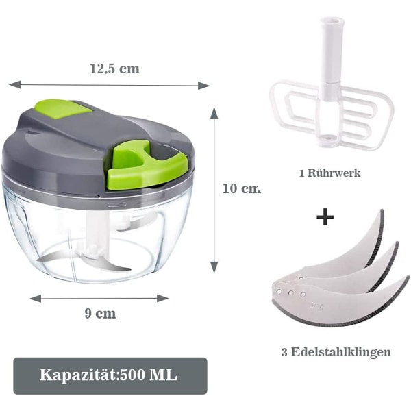 Manual Onion Slicer, 500ml Chopper with Pulley, Vegetable Sl