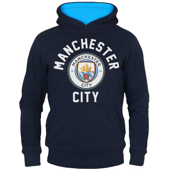 Manchester City Boys Hoody Fleece Grafisk Barn OFFICIELL Fotbollspresent 120cm