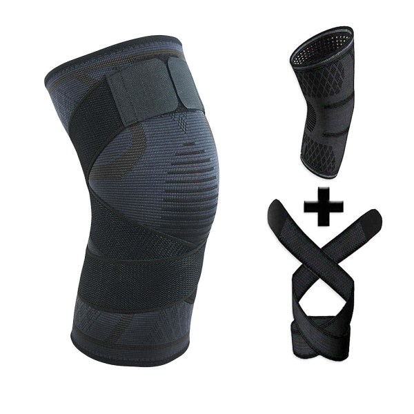 2-delat(l) sportknästöd för män och kvinnor, (svart) justerbart elastiskt medicinskt knästöd, bandande knä meniskligamentstöd för artros,