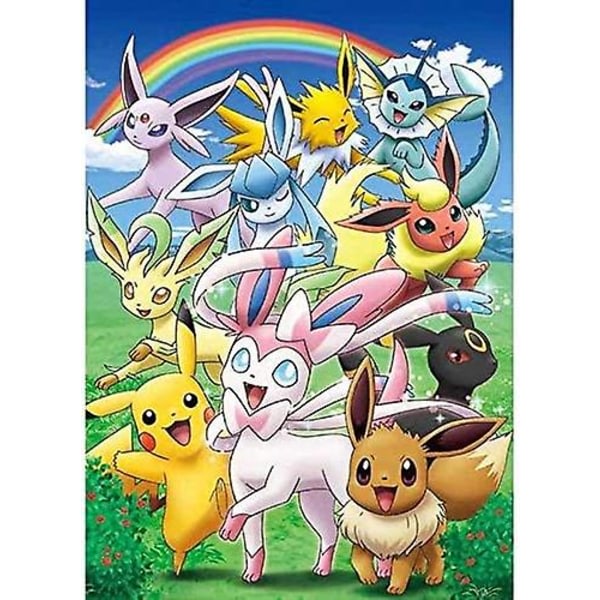 DIY 5D timanttimaalaus numeroiden mukaan, Pikachu Eevee Evolutions Pyöreä Täysporainen Akryyli Kirjonta Ristinommel Taidekäsityö Kangas Tarvikkeet Kotiin