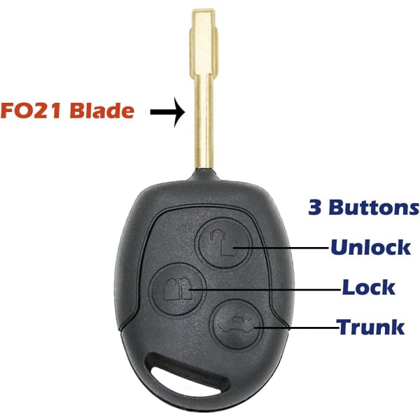 433 MHz 3 knappar Fo-rd Bilfjärrkontroll Nycklel, fjärrkontroll bilnyckel skydd ska ersättning med 4D60 chip för Mondeo Focus Fiesta KA Transit