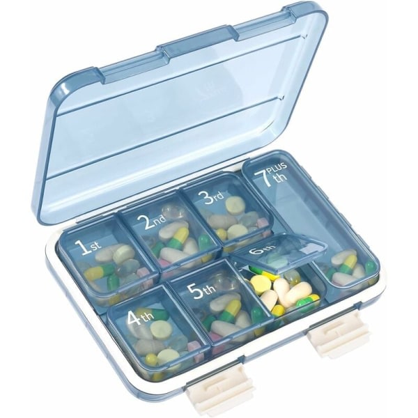 Organizer, bärbar medicinförvaringslåda, överdimensionerad 7-fack, separata tablettförpackningar, medicinpillerhållare