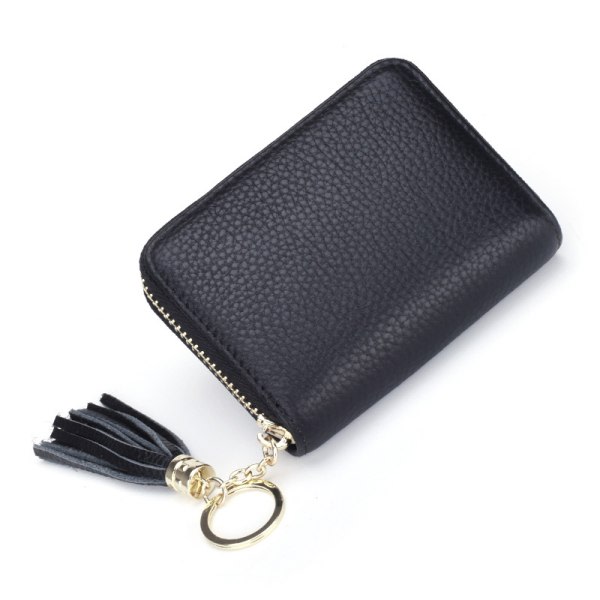 Kvinders kreditkortholder Lille RFID-blokerende damepung med lynlås i rustfrit stål Premium læder harmonika-pung Dame-ID Kompakt slank blok