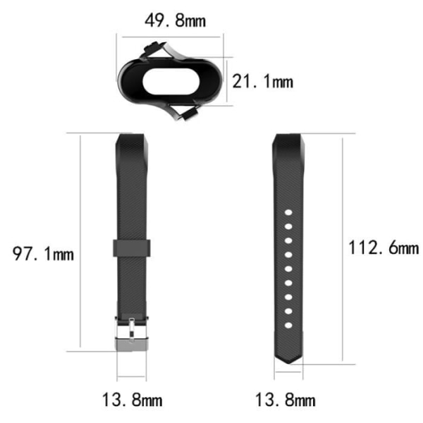 (Sort) Armbåndsarmbånd med holder i rustfrit stål til Xiaomi Mi Band 3 Smart Tracker