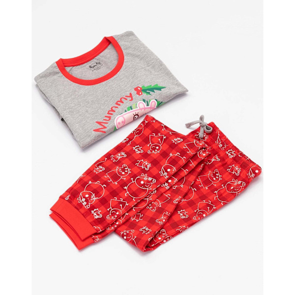 Greta Gris Naisten/Naistenvaatteet Mummy Pig Joulupyjamasetti L Punainen/Harmaa Red/Grey Red/Grey L