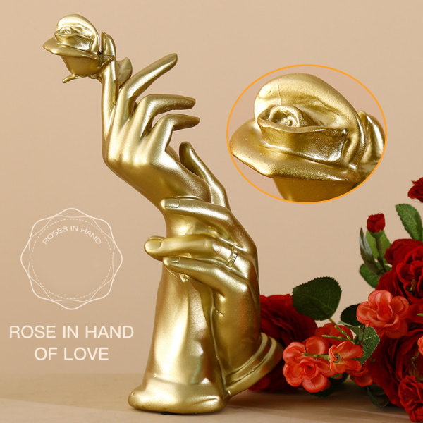 Guld Handhållen Rose Resin Dekorativt skrivebordshantverk i TV-skåp gull