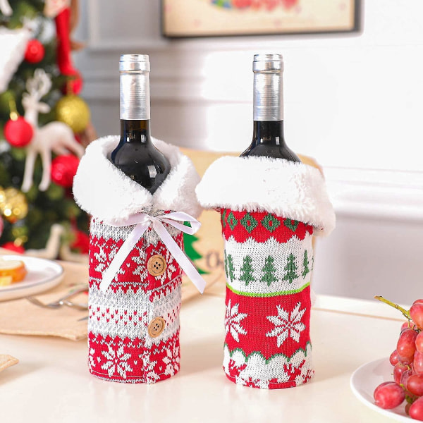 Julvinflaskskydd, 2 st Julvinflaskskydd, Juldekorationspåsar för flaskor, Julvinspresentpåsar, for att klä upp vin