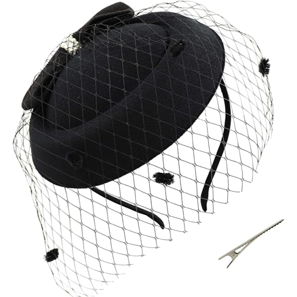 Naisten Bowknot Pillbox Fascinator Hat Wedding Tea Party hattu