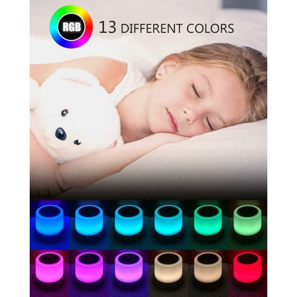 Nattlampa, Sänglampa för barn, LED-lampa med färger, Rech