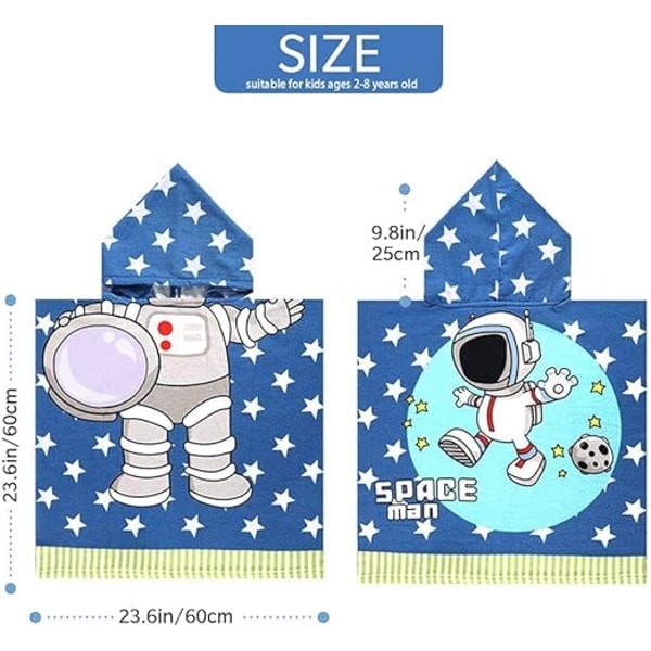 Barneponcho med hette, strandhåndkle, badekåpe, badehåndkle, dusj, svømmebasseng for jenter, gutter, barn, småbarn 2-8 år
