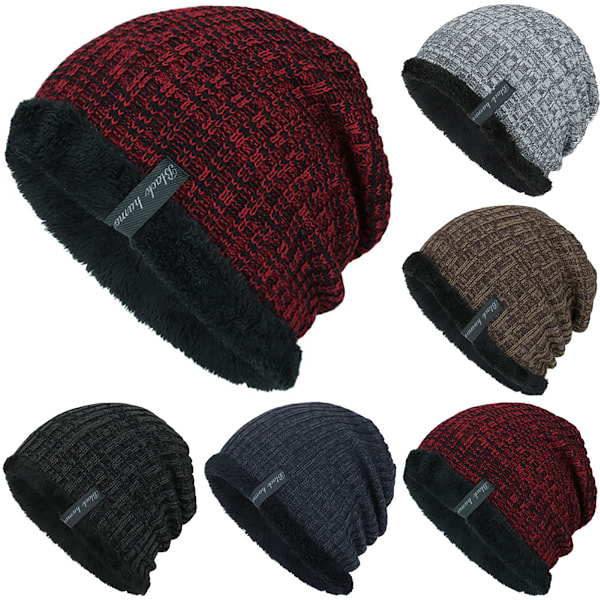 Vinter Unisex Trendig Mössa för Män Tjock Mössa Wine Red