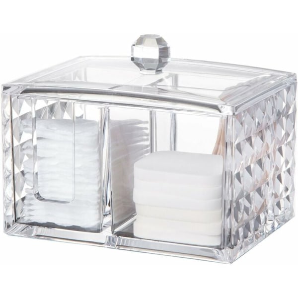 MODOU - Bomullsförvaringslåda Makeup Box Bomullsdyna Arrangør Svabbhållare Akryl Kosmetisk lagringslåda med lockkub