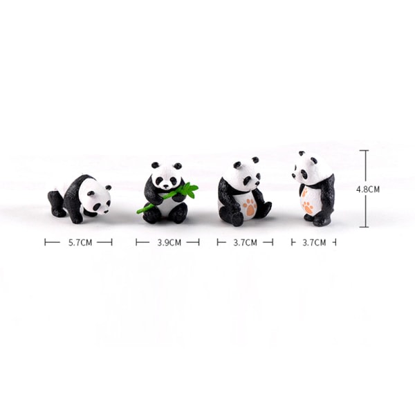Söta Pandaskulpturer Ornament kan användas som valokuva rekvisita för hemtårtdekoration Liten en uppsättning av 4