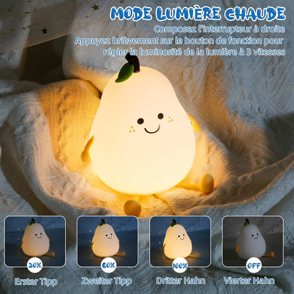 Smile Pears Baby Night Light Lamppu Silikoni Yövalaisin sängyssä i