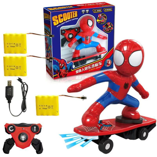 Elektrisk Spiderman Scooter Skateboard Børnelegetøj Med Lys Musik 360 Tumbler S35