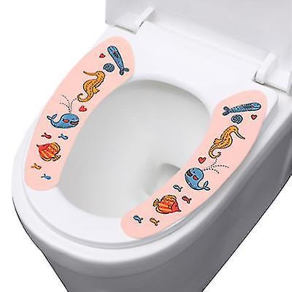 st Ocean Pink självhäftande tecknade toalettklistermärken för att hålla värmen och tjock elektrosstatisk toalettsits