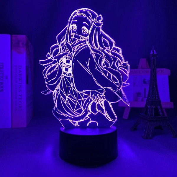 Anime Demon Slayer Nezuko Kamado - Lampe med 3D-illusjon for natt