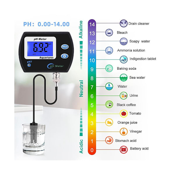 Exakt Ph-mätare för akvarium Flerparameter Vattenkvalitetsmonitor Online Ph-monitor Acidometer E