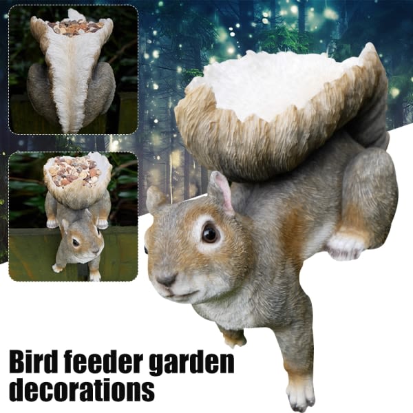 Squirrel Birds Feeder Resin Craft Fugle Feeder Garden Garden Decoration A