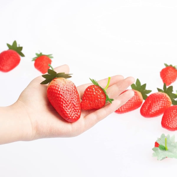 20 stycken konstgjorda jordgubbar falska jordgubbar verklighetstrogna röda Realistiska för hemkök Festfotografering Prop, L Storlek