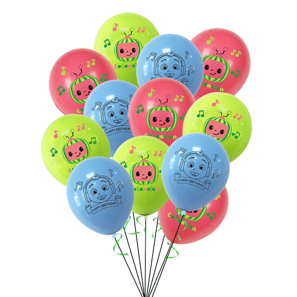 【Festtid】Cocomelon-aiheinen syntymäpäiväjuhla tarvitsee koristesarjan lapsille Poika Tytöt Lahja Hyvää syntymäpäivää Bannerit Kakkukoristetarvikkeet Cocomelon 30 Balloon