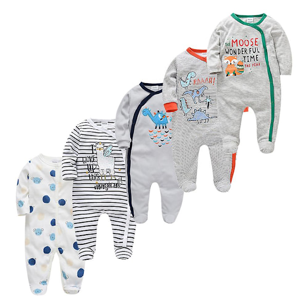 Vår Baby Pyjamas Flickor Pojkar Jumpsuit 203% Bomull Mjuk Andningsbar Silver Silver 9-12M