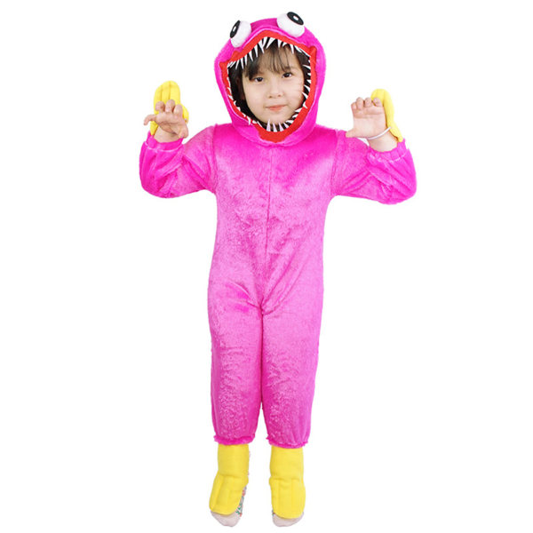 Poppy Playtime Huggy Wuggy Børn Pyjamas Cosplay Kostume Bodysuit pink XL
