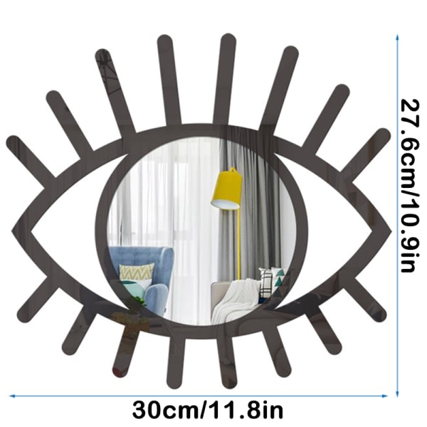 3D ögonformad spegel Selvhäftande akrylspegelklistermerke Vardagsrum Heminredning SVART JM1001S