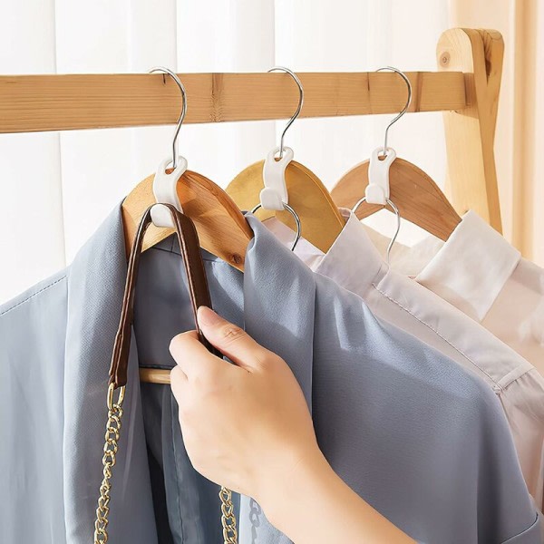 100 st utrymmesbesparande hängare Krokar Anslutningskrokar Mini Cascade Hanger Organizer Perfekt för att spara utrymme i din garderob (Vit)