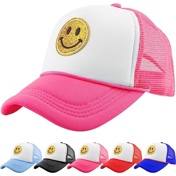 Unisex cap Smiley, Gul Glitter Smiley Face Printing Broderad Truck Hat