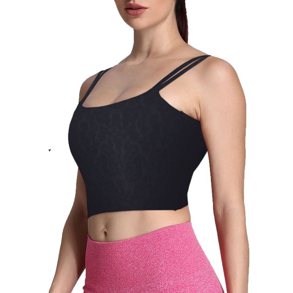 Träningssport-bh för damer Fitness Vadderad Rygglös Yoga Crop Linne Twist Back Cami (M)