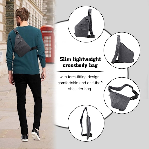 Stöldskyddad Crossbody-väska för Kvinnor Personlig Flex Reseväska Stöldskyddad Cross Body-väska Snedsydd Bröstväska för Män (YD)
