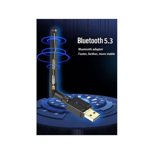 100m USB Bluetooth 5.3 Adapter USB Bluetooth Sändare Mottagare Ekstern antenne Bluetooth Adapte Svart
