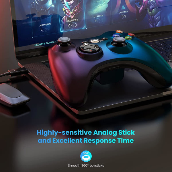Tr?dl?s handkontroll f?r Xbox 360, 2,4 GHz Gamepad Joystick tr?dl?s handkontroll (svart)