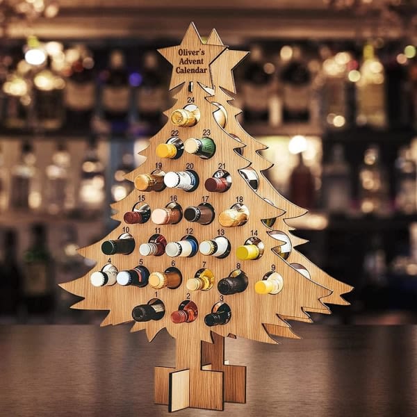Julnedräkning vinställ prydnader 24 flaskor vinhållare bänkskiva Fristående vinställ
