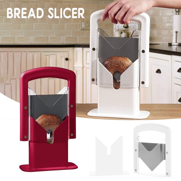 Toast Bagel Giljotine Slicers Snabbskärningsverktøy for no-stick bagels for hemköket Röd